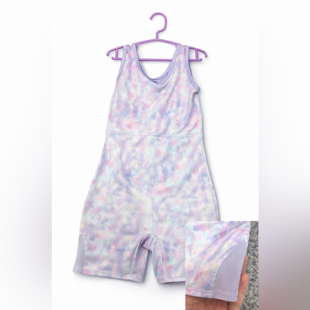 Cat & Jack Girls Pastel Tie-Dye Romper Size S (6/7) Sleeveless Activewear